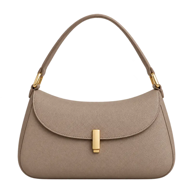 Taupe leather shoulder handbag