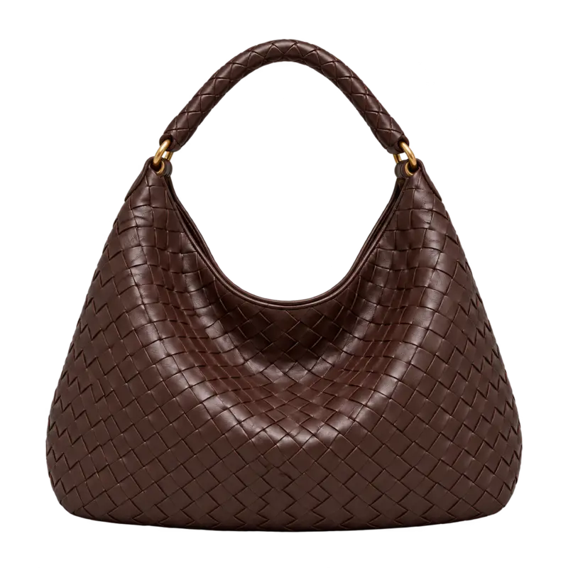 Espresso woven leather hobo bag