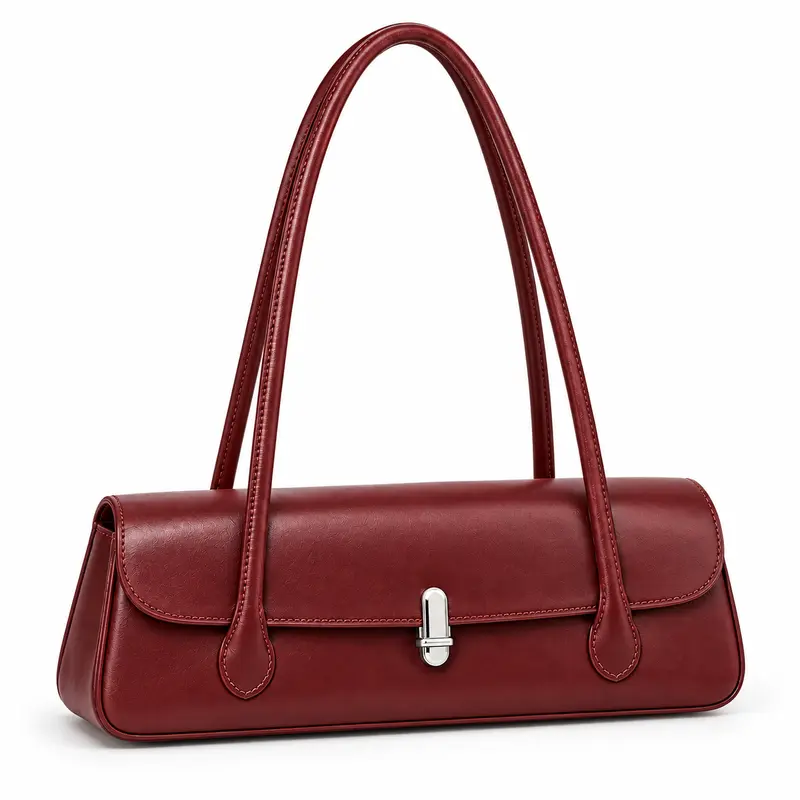 Oxblood double-strap shoulder bag
